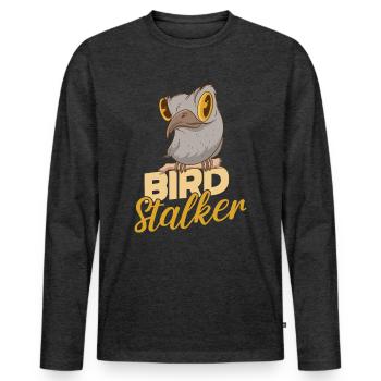 Observation des oiseaux Birding Bird Stalker - T-shirt manches longues Premium bio Homme - anthracite chiné - Devant - Nico (187cm)