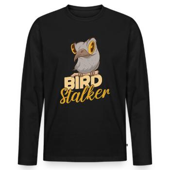 Vogelbeobachtung Vogelbeobachtung Vogel Stalker - Männer Premium Bio Langarmshirt - Schwarz - Vorne - Nico (187cm)