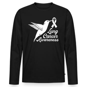 White Ribbon Lung Cancer Awareness White Ribbon - Men's Premium Organic Long Sleeve Shirt - black - Front - Nico (187cm)