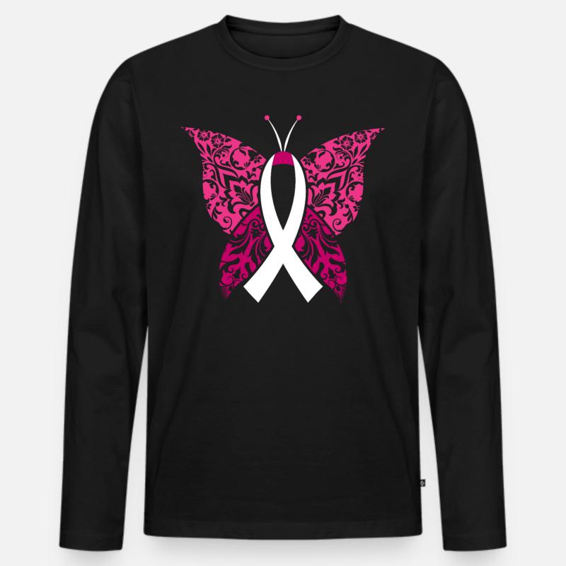 Brustkrebs-Überlebender Brustkrebs-Bewusstsein - Männer Premium Bio Langarmshirt - Schwarz