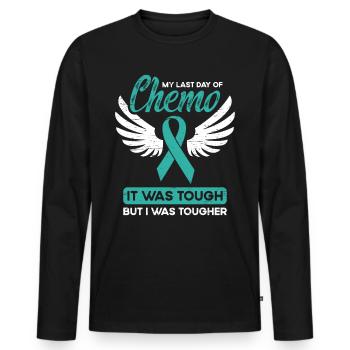 Cancer Chemo Therapy My Last Day Of Chemo - Men's Premium Organic Long Sleeve Shirt - black - Front - Nico (187cm)