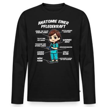 Anatomie einer Pflegekraft - Männer Premium Bio Langarmshirt - Schwarz - Vorne - Nico (187cm)