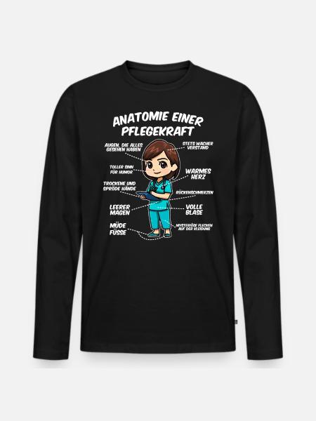Anatomie einer Pflegekraft - Männer Premium Bio Langarmshirt - Schwarz