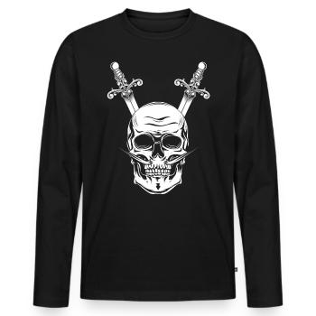 Piraten Schädel Totenkopf Dolche Säbel - Männer Premium Bio Langarmshirt - Schwarz - Vorne - Nico (187cm)