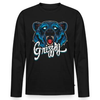 Grizzly Modern - T-shirt manches longues Premium bio Homme - noir - Devant - Nico (187cm)