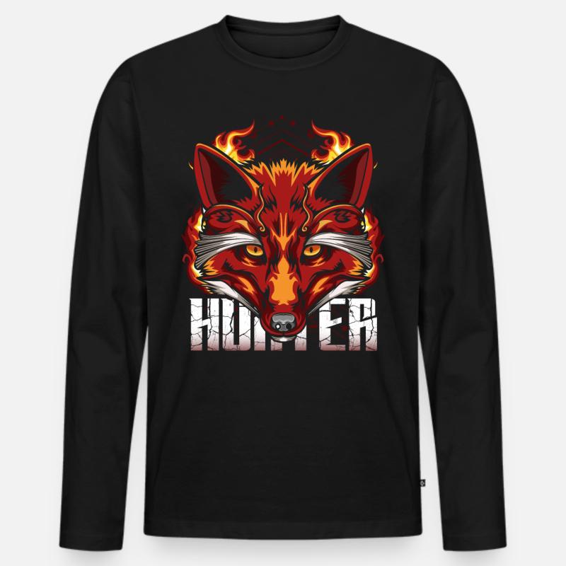 Feuer Fuchs Modern Füchse - Männer Premium Bio Langarmshirt - Schwarz