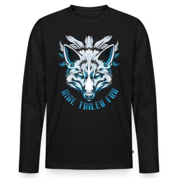 Neuf renards à queue - T-shirt manches longues Premium bio Homme - noir - Devant - Nico (187cm)