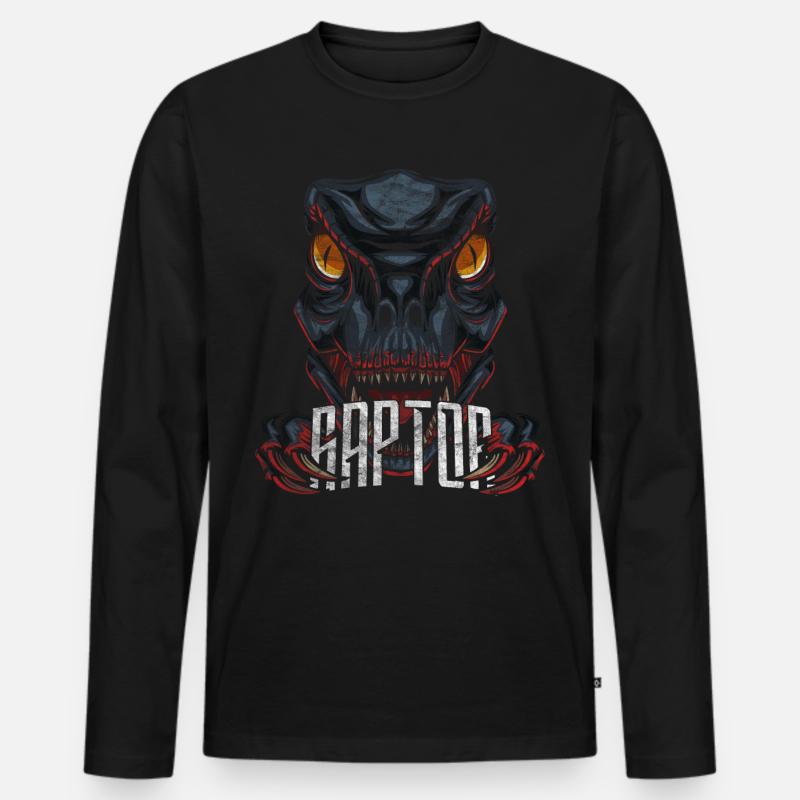 Velociraptor Modern Dinosaurier - Männer Premium Bio Langarmshirt - Schwarz