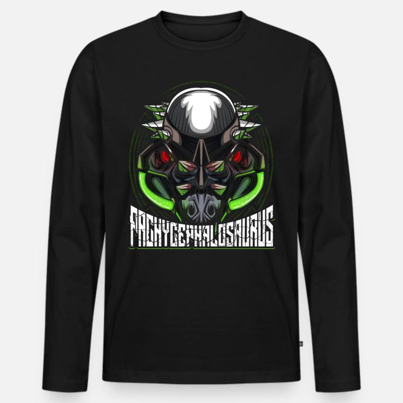Cyborg Pachycephalosaurus Dinosaurier Scifi - Männer Premium Bio Langarmshirt - Schwarz