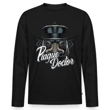 médecin peste - T-shirt manches longues Premium bio Homme - noir - Devant - Nico (187cm)