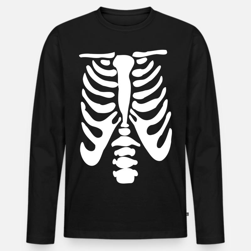 Halloween Skelett - Männer Premium Bio Langarmshirt - Schwarz