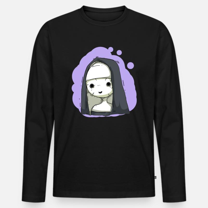 Horror Nonne - Männer Premium Bio Langarmshirt - Schwarz