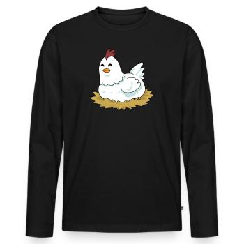 Poulet poulet oeufs nid poulet titulaire poulailler - T-shirt manches longues Premium bio Homme - noir - Devant - Nico (187cm)
