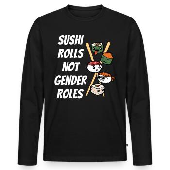 Anti gender sushi roles instead of gender roles - Men's Premium Organic Long Sleeve Shirt - black - Front - Nico (187cm)