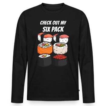 Sushi Sixpack Asian Foodie Foodie Gift - Men's Premium Organic Long Sleeve Shirt - black - Front - Nico (187cm)