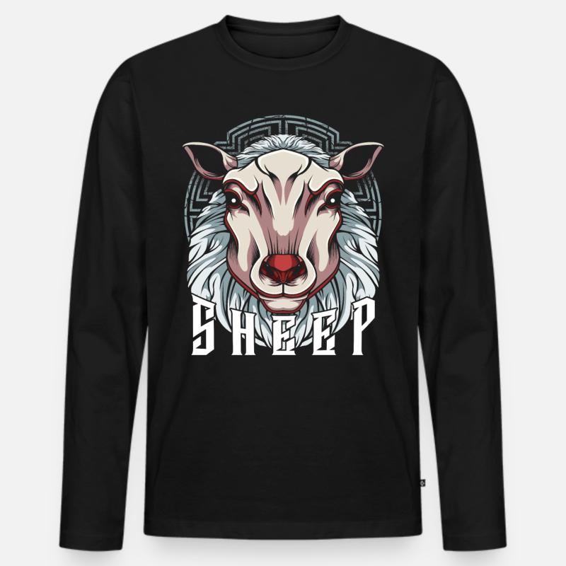 Schaf - Männer Premium Bio Langarmshirt - Schwarz