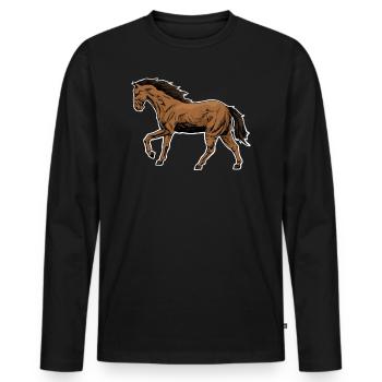 Pferdenarr Pferdemädchen Reiterin Pony Reitsport - Männer Premium Bio Langarmshirt - Schwarz - Vorne - Nico (187cm)