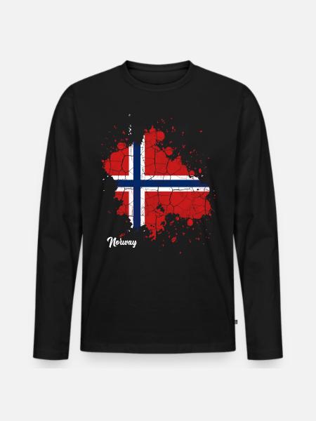 Norwegen - Männer Premium Bio Langarmshirt - Schwarz