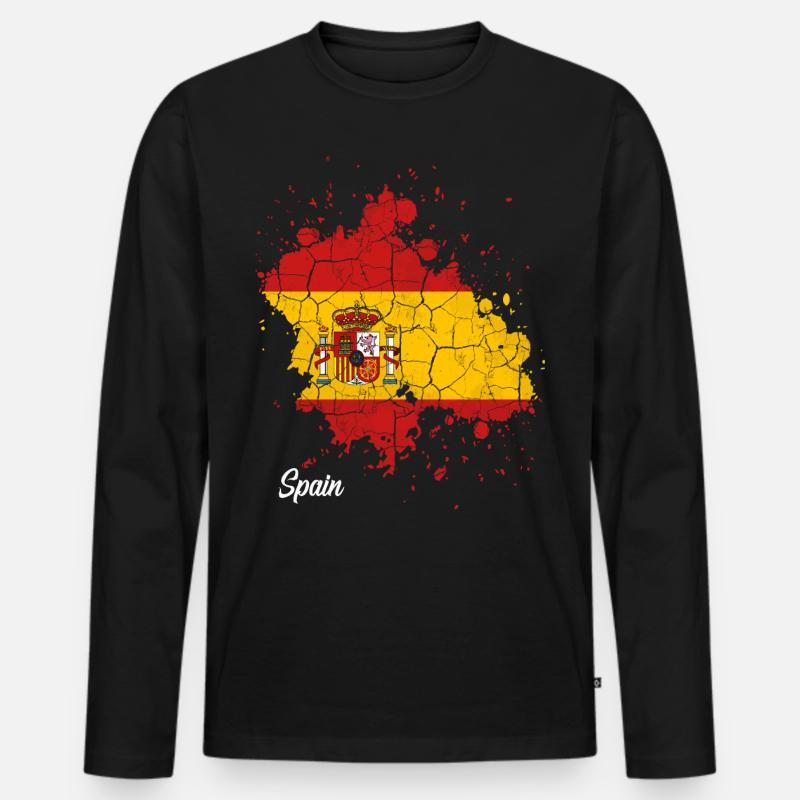 Spanien - Männer Premium Bio Langarmshirt - Schwarz