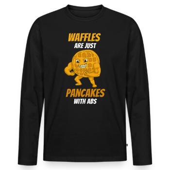 Waffeln sind nur Pfannkuchen mit Sixpack - Männer Premium Bio Langarmshirt - Schwarz - Vorne - Nico (187cm)