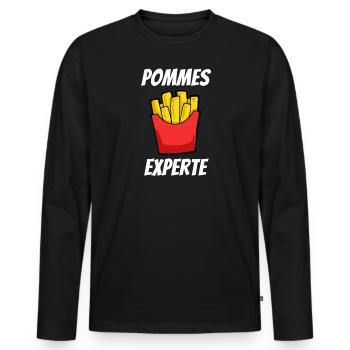 French fries expert fries love fries fast food - Men's Premium Organic Long Sleeve Shirt - black - Front - Nico (187cm)