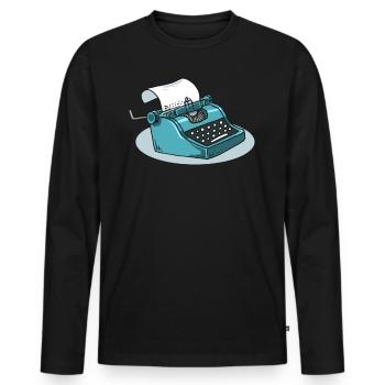 Typewriter Book Write Author Text Gift - Men's Premium Organic Long Sleeve Shirt - black - Front - Nico (187cm)