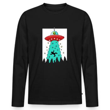 Cadeau de vaisseau spatial extraterrestre UFO - T-shirt manches longues Premium bio Homme - noir - Devant - Nico (187cm)