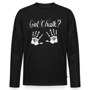 Bouldern Chalk Klettern Magnesia Geschenk - Männer Premium Bio Langarmshirt - Schwarz - Vorne - Nico (187cm)