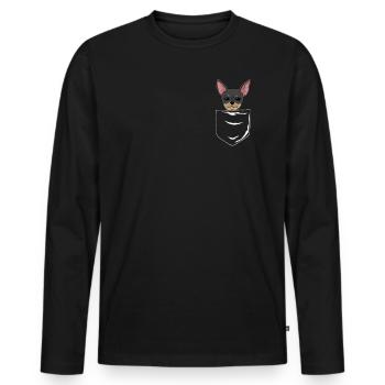 Chihuahua in bag dog lover gift - Men's Premium Organic Long Sleeve Shirt - black - Front - Nico (187cm)