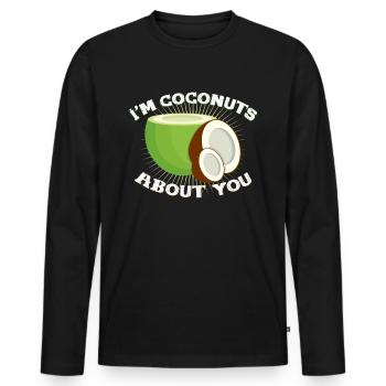 Coconut - Men's Premium Organic Long Sleeve Shirt - black - Front - Nico (187cm)