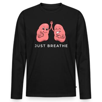 Cadeau de respiration de respiration d'anatomie de poumon - T-shirt manches longues Premium bio Homme - noir - Devant - Nico (187cm)