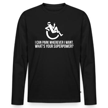 Wheelchair Disability Black Humor Gift - Men's Premium Organic Long Sleeve Shirt - black - Front - Nico (187cm)