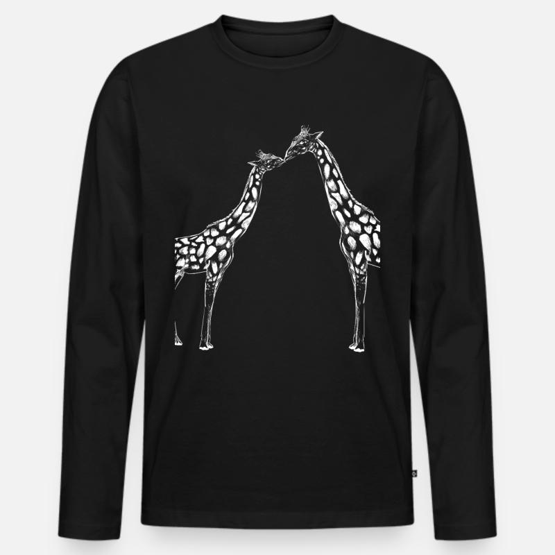 Giraffe Pärchen Tiergeschenk - Männer Premium Bio Langarmshirt - Schwarz