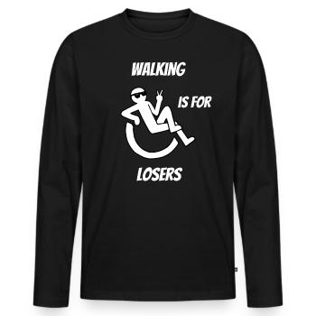 Wheelchair Disability Black Humor Gift - Men's Premium Organic Long Sleeve Shirt - black - Front - Nico (187cm)