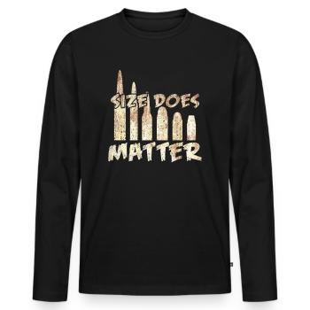 Sizes Does Matter | Munition Soldat Waffe Geschenk - Männer Premium Bio Langarmshirt - Schwarz - Vorne - Nico (187cm)