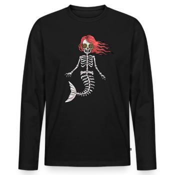 Mermaid Skeleton Scary Halloween Gift - Men's Premium Organic Long Sleeve Shirt - black - Front - Nico (187cm)