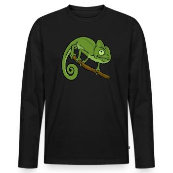 Caméléon reptile lézard cadeau de compagnie - T-shirt manches longues Premium bio Homme - noir - Devant - Nico (187cm)