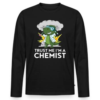 Dino Chemists Laboratory Chemistry Children Gift - Men's Premium Organic Long Sleeve Shirt - black - Front - Nico (187cm)