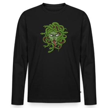 Cheveux de serpents coiffure mythologie créature mythique - T-shirt manches longues Premium bio Homme - noir - Devant - Nico (187cm)