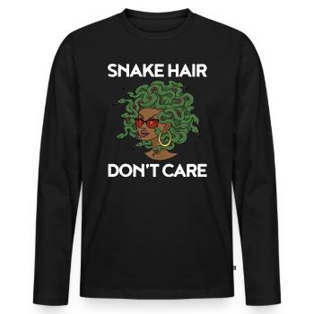 Schlangen Haare Frisur Mythologie Fabelwesen - Männer Premium Bio Langarmshirt - Schwarz - Vorne - Nico (187cm)