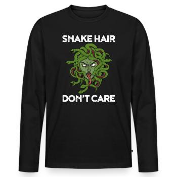 Cheveux de serpents coiffure mythologie créature mythique - T-shirt manches longues Premium bio Homme - noir - Devant - Nico (187cm)