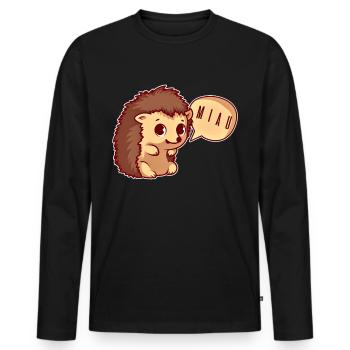 Le hérisson des miaulages - T-shirt manches longues Premium bio Homme - noir - Devant - Nico (187cm)