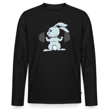 Bunny Training Workout Entraînement de poids pour femmes - T-shirt manches longues Premium bio Homme - noir - Devant - Nico (187cm)