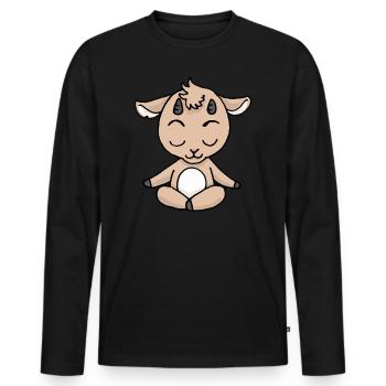 Cadeau de méditation yoga chèvre Yogi Namaste Zen - T-shirt manches longues Premium bio Homme - noir - Devant - Nico (187cm)