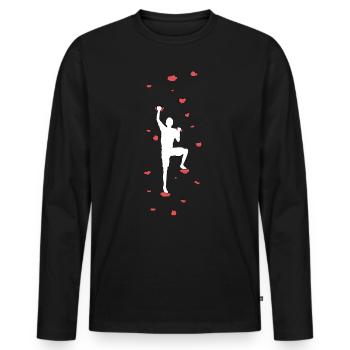 Bouldern Klettern Boulderer Griffe Geschenk - Männer Premium Bio Langarmshirt - Schwarz - Vorne - Nico (187cm)