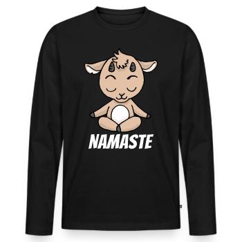 Cadeau de méditation yoga chèvre Yogi Namaste Zen - T-shirt manches longues Premium bio Homme - noir - Devant - Nico (187cm)