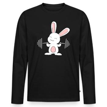 Bunny Training Workout Entraînement de poids pour femmes - T-shirt manches longues Premium bio Homme - noir - Devant - Nico (187cm)