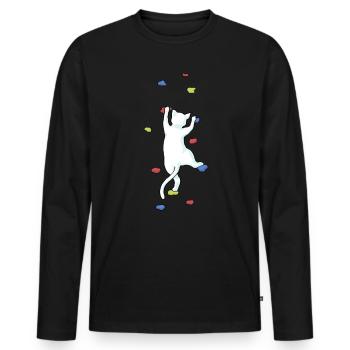 Klettern Katze Bouldern Kletterer Geschenk - Männer Premium Bio Langarmshirt - Schwarz - Vorne - Nico (187cm)