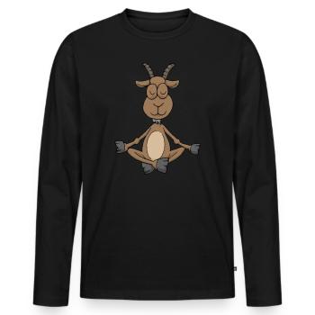 Cadeau de méditation yoga chèvre Yogi Namaste Zen - T-shirt manches longues Premium bio Homme - noir - Devant - Nico (187cm)