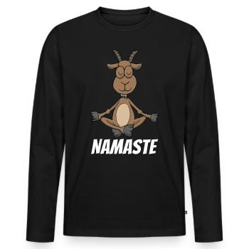 Namaste Yoga Chèvre Méditation Yogi Zen Cadeau - T-shirt manches longues Premium bio Homme - noir - Devant - Nico (187cm)